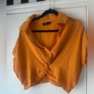 VICI Mustard Orange Textured Crop Top | Size Large